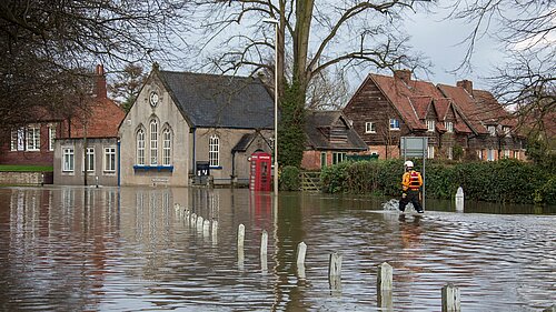 Flooding in a village