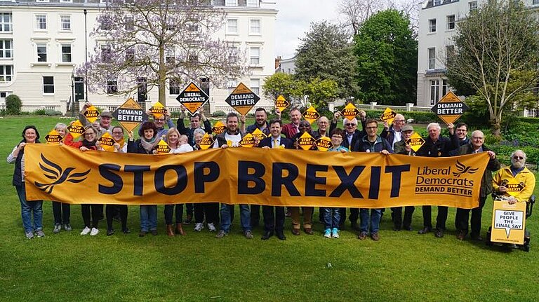 Stop Brexit poster held by 40-50 members
