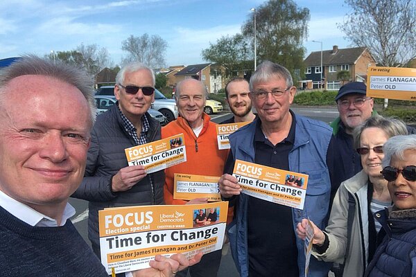 Cllr James Flanagan and Cllr Peter Old out with activist